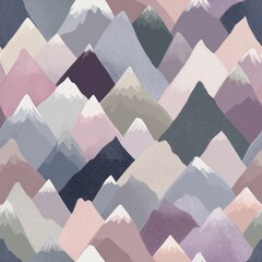 Mountain Landscape Illustration Abstract Art Digital Design Colorful Peaks Aesthetic View Nature Concept