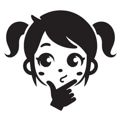 Deeply meditative Thinking Face silhouette – Thinking Face illustration – Minimalist Thinking Face vector – Thinking Silhouette

