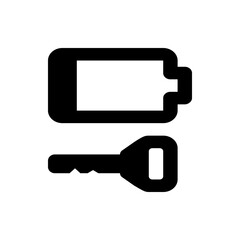 Illustration of a black car key below a black car remote on a white background in simple vector style