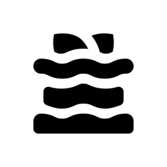 Illustration of a layered cake with a topping and wavy layers in a minimalist black and white style design