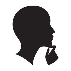 In-depth Thinking Face silhouette, reflection in motion – Thinking Face illustration – Minimalist Thinking Face vector – Thinking Silhouette


