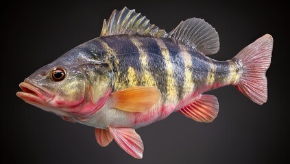 Fototapeta premium Colorful perch fish with vibrant stripes.