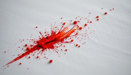 a splash of fiery red, like a burst of blood orange, landed on the canvas of pristine white linen, adding a pop of vibrancy and a touch of artistic flair.