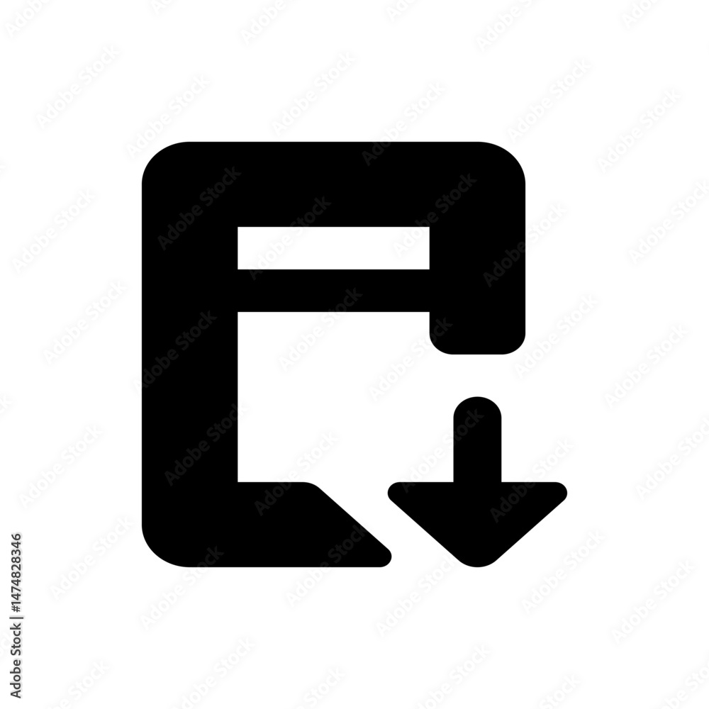 Poster black rectangular shape with an opening and a downward pointing arrow indicating download function s