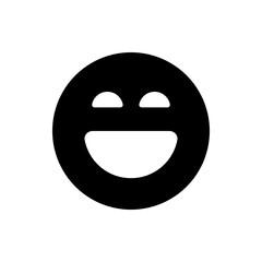 A simple black and white drawing of a smiling face with closed eyes and a curved mouth expression icon