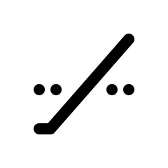 A minimalist abstract design featuring a thick diagonal line with rounded end and four circular dots evenly spaced