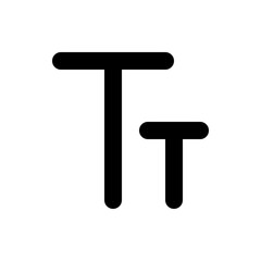 Illustration of two bold black letter t characters of different sizes on a white background plain design