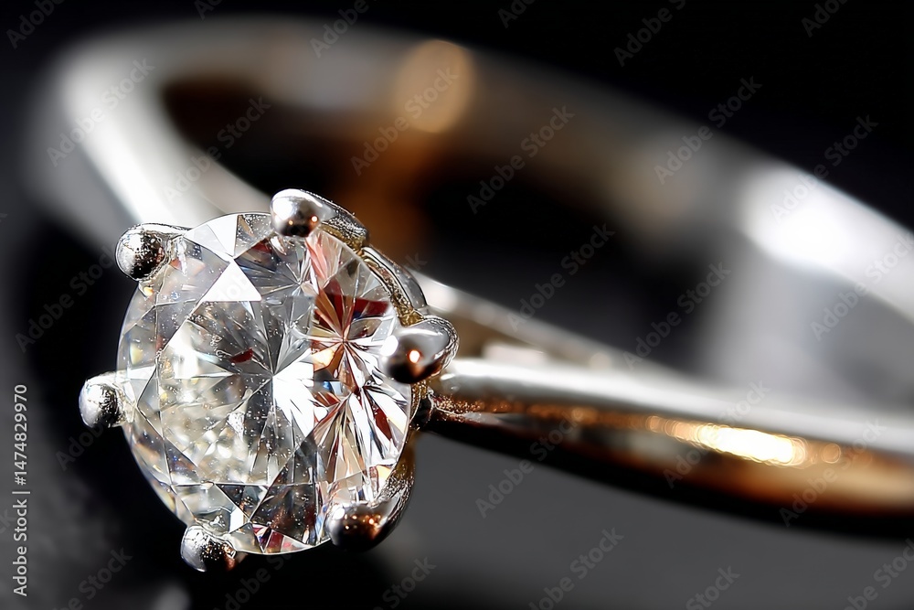 Aufkleber stunning diamond engagement ring with a unique setting and brilliant sparkle in close-up view