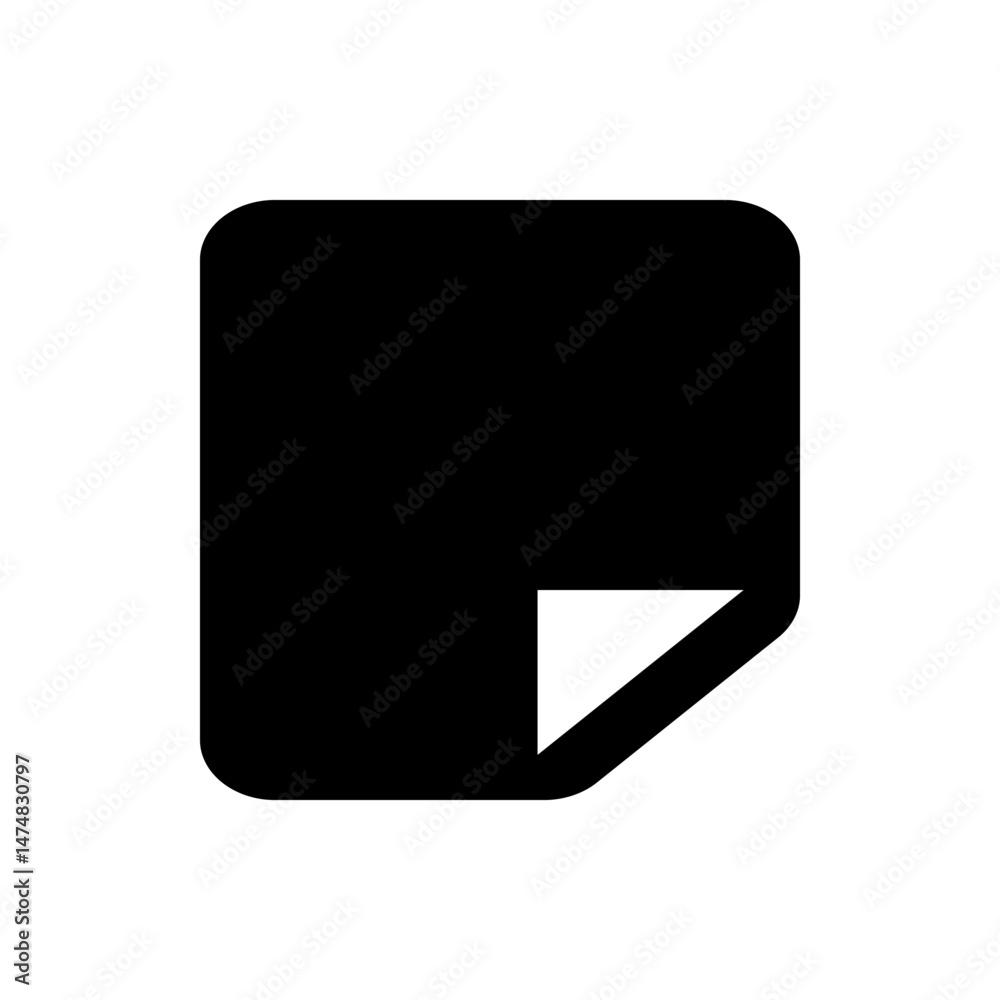 Poster black document icon with a folded corner representing a new page or file in a simple flat design sty