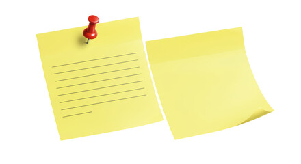 Isolated Note Paper with Push Pin
