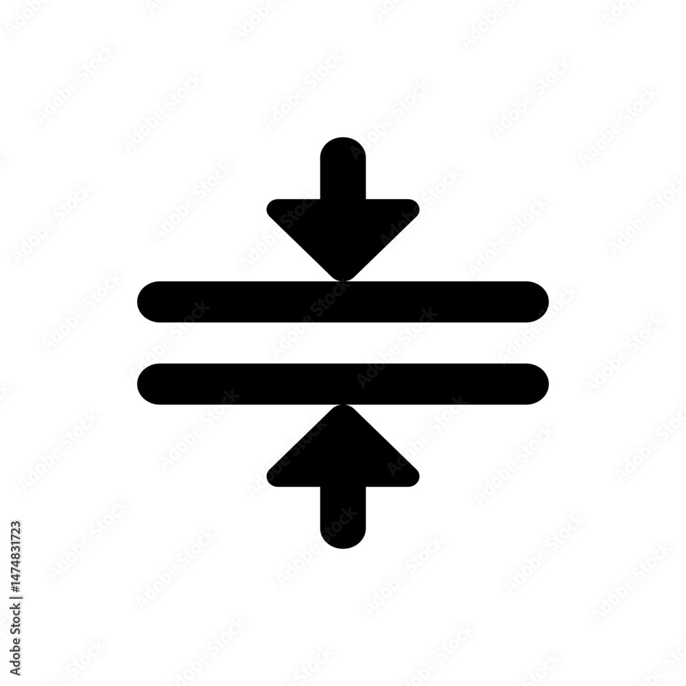 Aufkleber black arrows pointing up and down with two horizontal lines in the middle on a white background imag