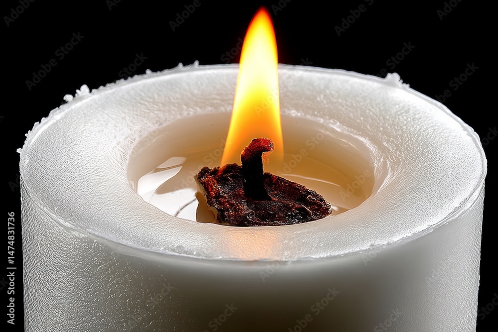 Aufkleber brightly burning candle with wax melting at night, creating a warm ambiance and a serene atmosphere 