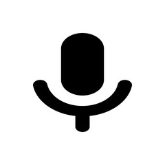 Illustration of a simple black microphone icon with rounded edges on a white background design element