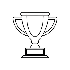 Sports Trophy Outline Vector Illustration on White Background