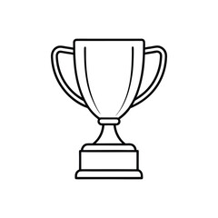 Sports Trophy Outline Vector Illustration on White Background