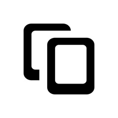 Two overlapping rounded rectangle shapes in black and white creating a simple graphic representation icon