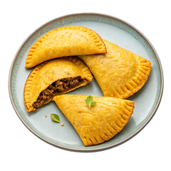 Jamaican beef patties on a plate isolated or transparent png