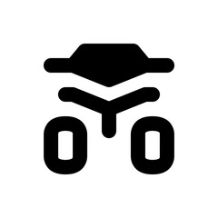 Illustration of a stylized motorcycle with a black silhouette and rounded features on a white background