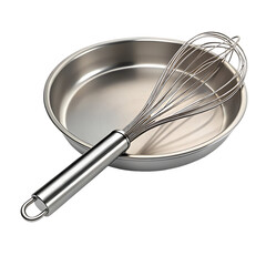 stainless steel whisk on a pan isolated