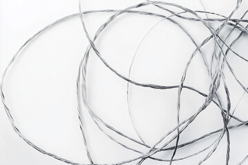 Abstract Silver Thread Design On White Background