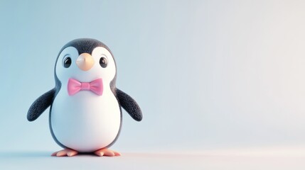 Obraz premium cute baby Penguin on light blue background