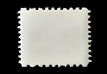 Blank postage stamp, light gray, rectangular shape, perforated edges