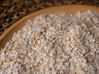 organic Instant Oatmeal or oat flakes pattern background.
