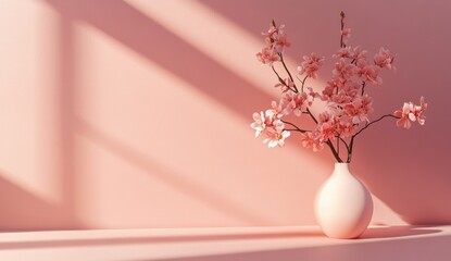 Soft pink blossoms in a simple vase