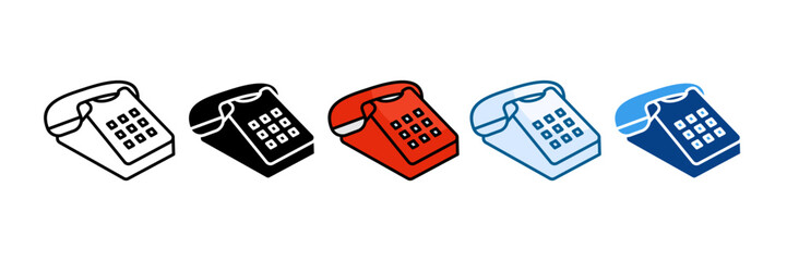 Landline Phone Icon Set Multiple Style Collection