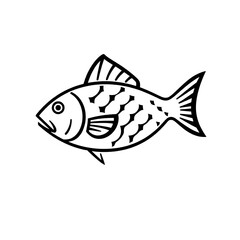 Fototapeta premium black and white fish line art vector