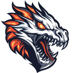 Dynamic vector esports logo featuring a fierce dragon head with vibrant colors and intricate design elements