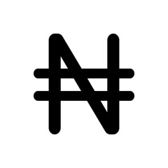 Illustration of the nigerian naira currency symbol in black against a white background with rounded edges
