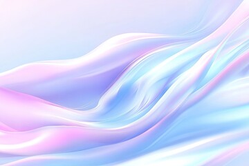 Obraz premium Abstract pastel flowing ribbons. Soft, smooth curves in light pink, light blue, and white. Delicate, fluid forms create a dreamy, ethereal effect