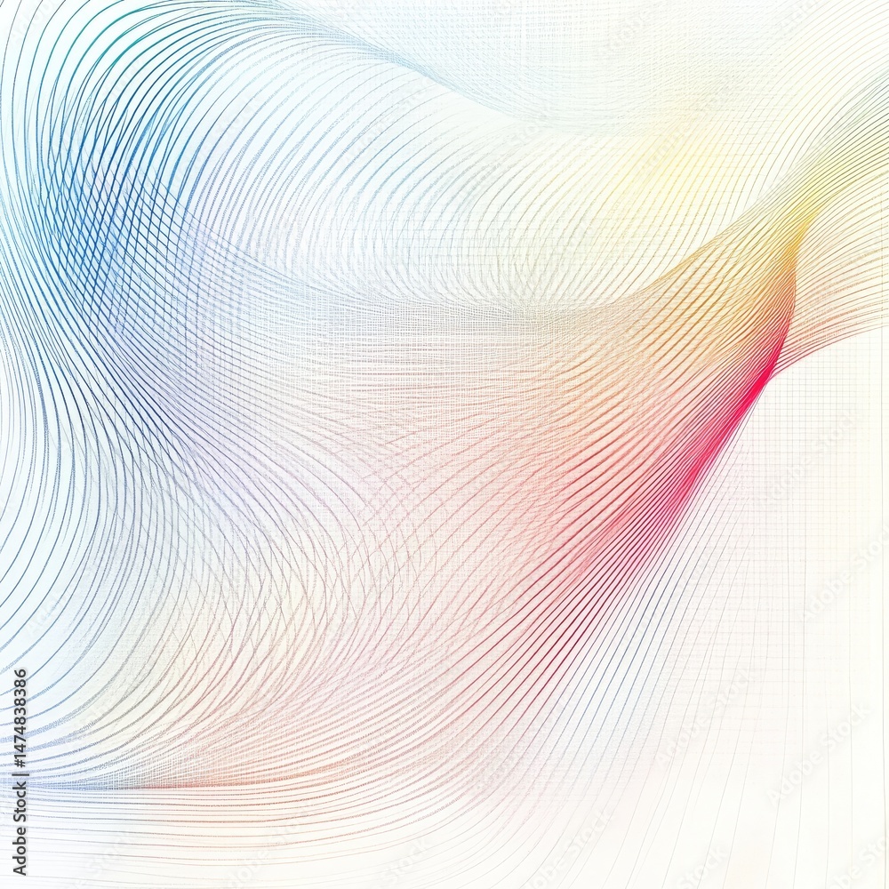 Poster abstract flowing lines in pastel colors create a dynamic, wave-like pattern. delicate, overlapping l