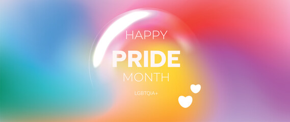 Happy Pride month background vector. LGBTQ community symbol with rainbow, pride flag, heart. Design for celebration, bisexual, transgender, gender equality, rights, ads.