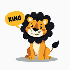 Obraz premium Cute cartoon lion proclaiming 