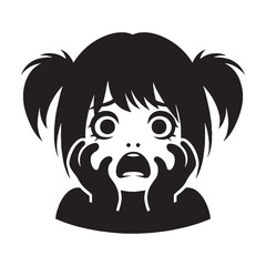 Alert Scared Face silhouette, fearful reaction – Scared Face illustration – Minimalist Scared Face vector – Scared Silhouette

