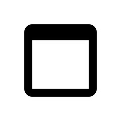 Illustration of a black outlined square shape with rounded corners and a white fill on a white background