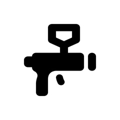 Illustration of a black spray gun with a container on top and a trigger on the handle in a simple style