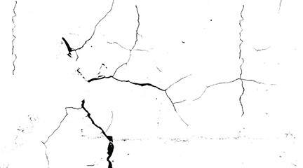 Black cracks all over the surface isolated on a white background. 