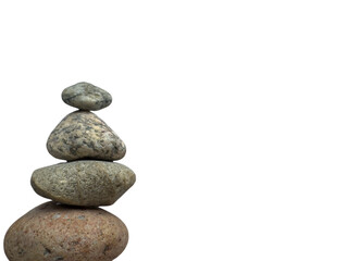 Stacked pebbles isolated, zen stones for meditation and relaxation