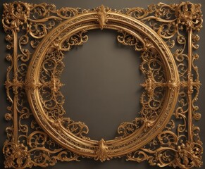 Intricate swirls & flourishes frame  Gold filigree, elegant border ,  retro,  border,  announcement