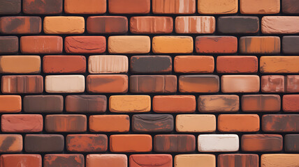 Obraz premium Seamless Texture of Varied Brown and Orange Bricks for Backgrounds and Designs