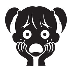 Worried Scared Face silhouette with subtle panic – Scared Face illustration – Minimalist Scared Face vector – Scared Silhouette

