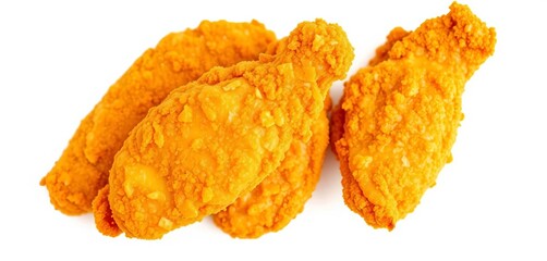 Golden-brown crispy chicken tenders, freshly fried, isolated on white,  food photography,  fast food