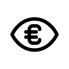 Euro Currency Symbol Inside an Eye Icon for Financial Concepts