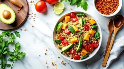 Salad with tomatoes and cucumbers, food ingredients