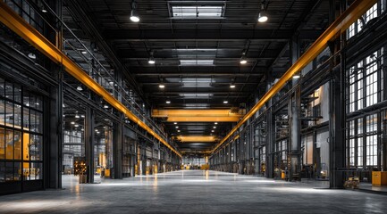 Fototapeta premium Empty industrial hall, spacious and modern