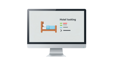 Isolated Hotel Booking on Computer Screen