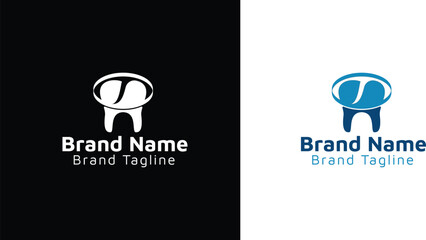 Dental logo design concept: A simple yet elegant dental logo design featuring a tooth with a stylized 